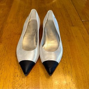 Chanel ballerina flats black & silver 40